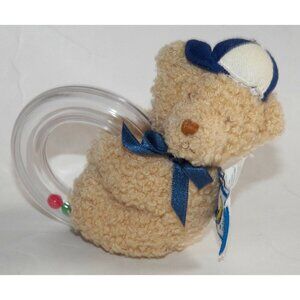 Lullaby Club Tan Teddy Bear Rattle Plush Baby Toy Stuffed Animal Teether